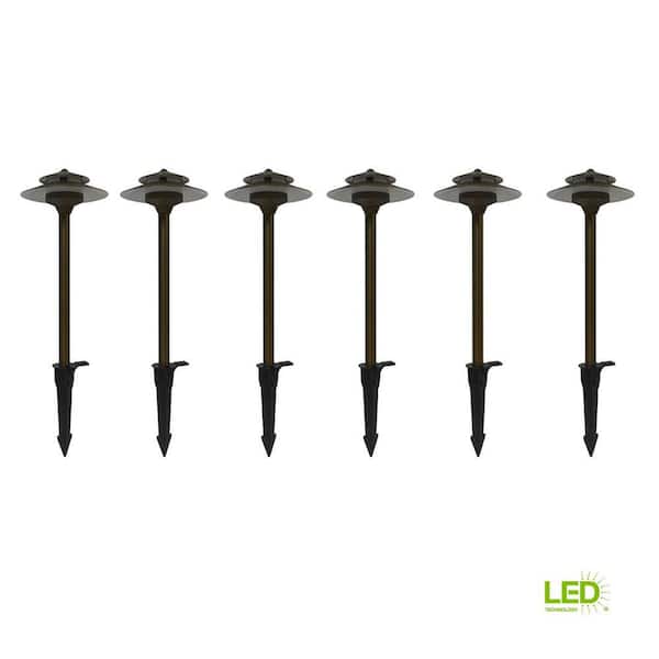 Home Decorators Collection 20-Watt Equivalent Low Voltage Brass Integrated LED outdoor Landscape Path Light (6-Pack)