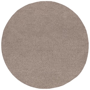 Jersey Shag Solid Tan 6 ft. Round Indoor Area Rug