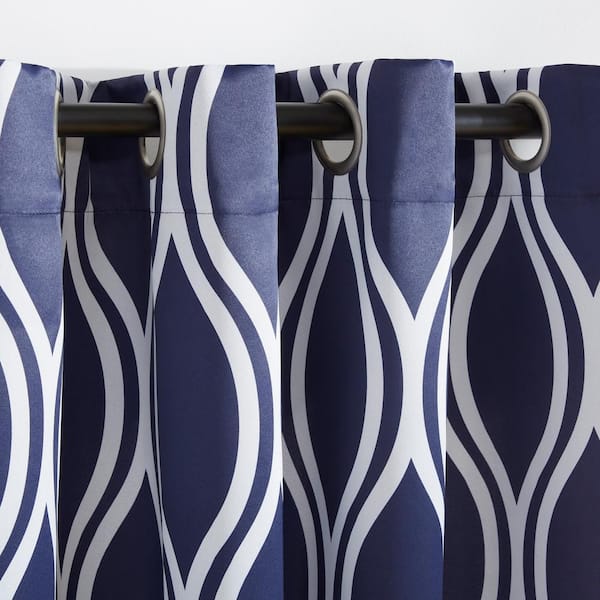 EXCLUSIVE HOME Alfie Peacoat Blue Ogee Room Darkening Grommet Top