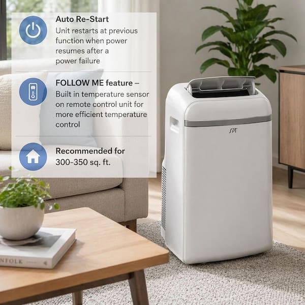 SPT 10,200 (DOE) BTU Portable Air Conditioner Cools 350 Sq. Ft