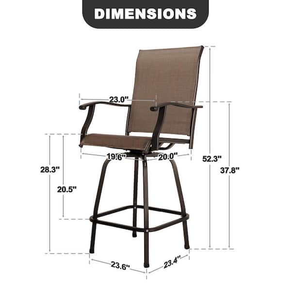 Swivel 2-Piece Steel Outdoor High Bar Stools