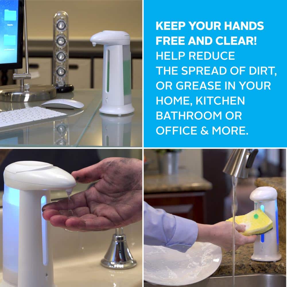 Automatic White and Silver Touch-Free Soap Dispenser