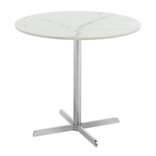 【Safavieh】エンドテーブル サイド スクエア White/Grey SAFAVIEH Winnie White Marble and Chrome Side Table ACC6200B