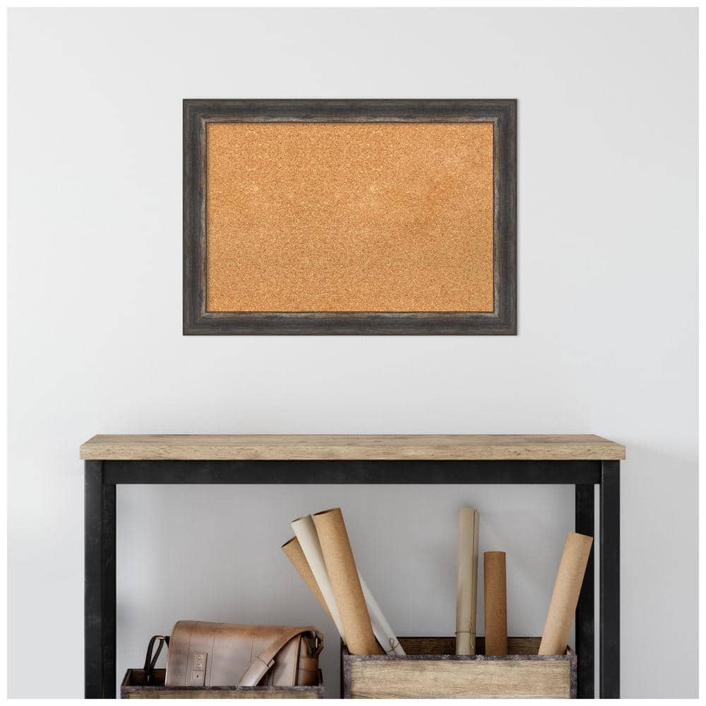 Natural Cork Board with Rustic Charred Wood Frame
