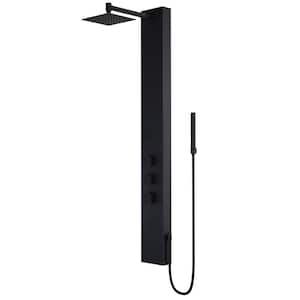 Rector 55 in. 2-Jet High Pressure Shower System with Fixed Rainhead and Handheld Dual Shower in Matte Black