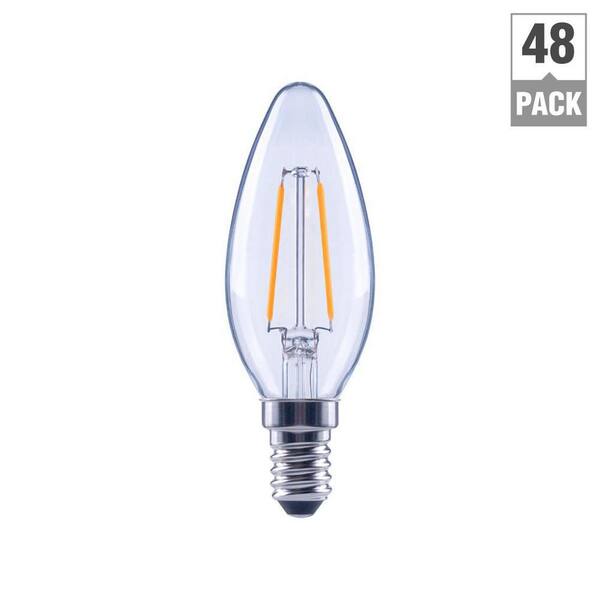 EcoSmart 60-Watt Equivalent B11 Dimmable Clear Glass E12 Candelabra Base Vintage Edison LED Light Bulb Daylight (48-Pack)