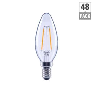 60-Watt Equivalent B11 Dimmable Clear Glass E12 Candelabra Base Vintage Edison LED Light Bulb Daylight (48-Pack)