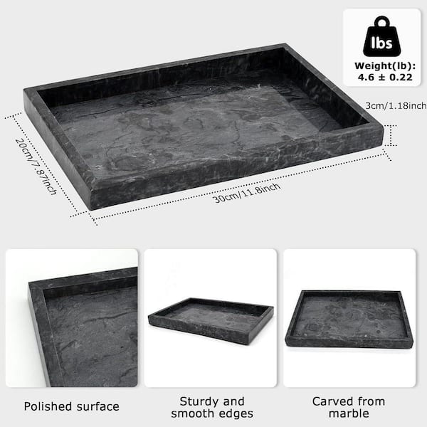 Natural Black Marble Vanity Tray for Bathroom and Kitchen UMLWLM