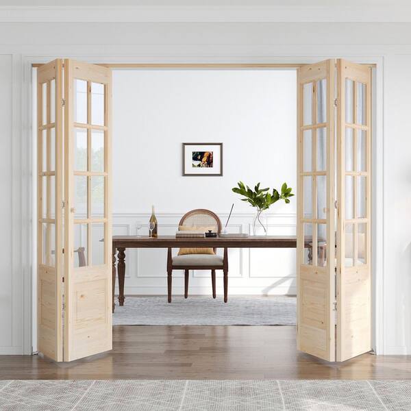 easelife 96 in. x 80 in. 3/4 Lite Clear Glass Solid Core Spruce