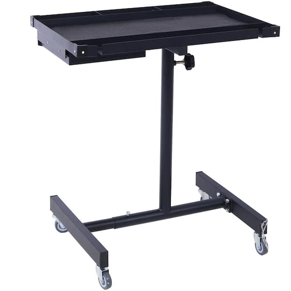 Sudzendf Black Portable Adjustable Tear Down Work Table with Drawer for Garages, Repair Shops, 220 lbs. Capacity