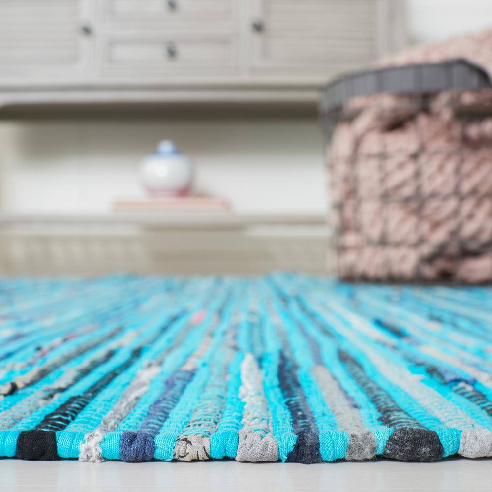 Handmade Light Blue Cotton Flat Woven Area Rug, 4' x 6'