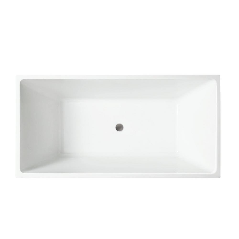 Modern White Acrylic Freestanding Soaking Bathtub, 67 Inches