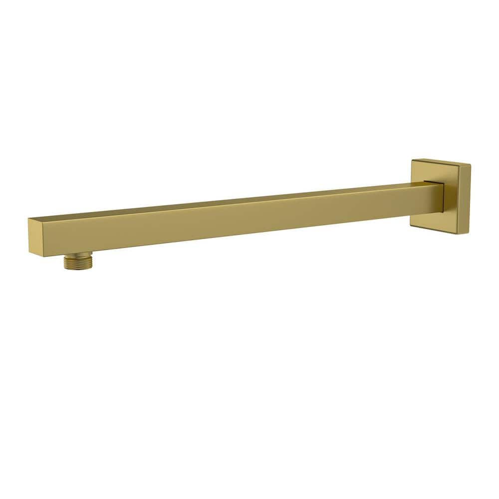 Logmey 16 in. Wall Mounted Brass Shower Arm with Flange in Gold for ...