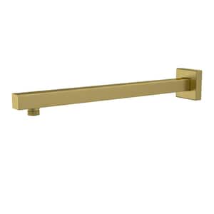 16 in. Wall Mounted Brass Shower Arm with Flange in Gold for Rain Shower Head