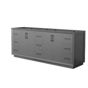 Strada 83.25 in. W x 21.75 in. D x 34.25 in. H Double Bath Vanity Cabinet without Top in Dark Gray