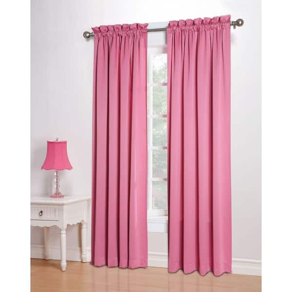 Sun Zero Semi-Opaque Pink Gregory Room Darkening Pole Top Curtain Panel, 54 in. W x 84 in. L