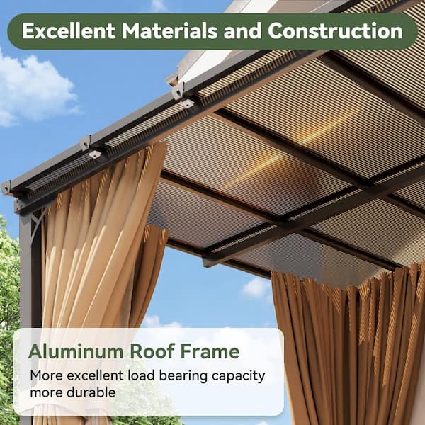 Sizzim 20 ft. x 10 ft. Wall-Mounted Sloped Roof Hardtop Gazebo