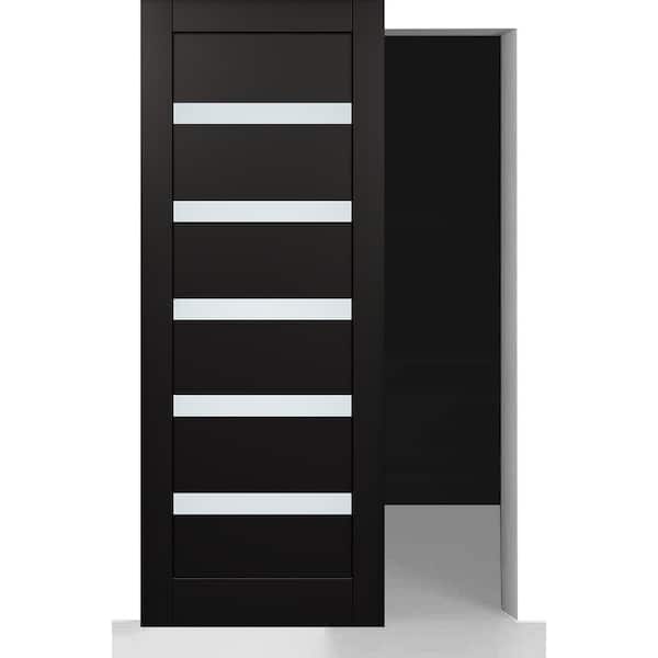 Heating Radiator Balance Kit Belldinni Leora N 30 in. x 80 in. 5-Lite Frosted Glass Black Wood ...