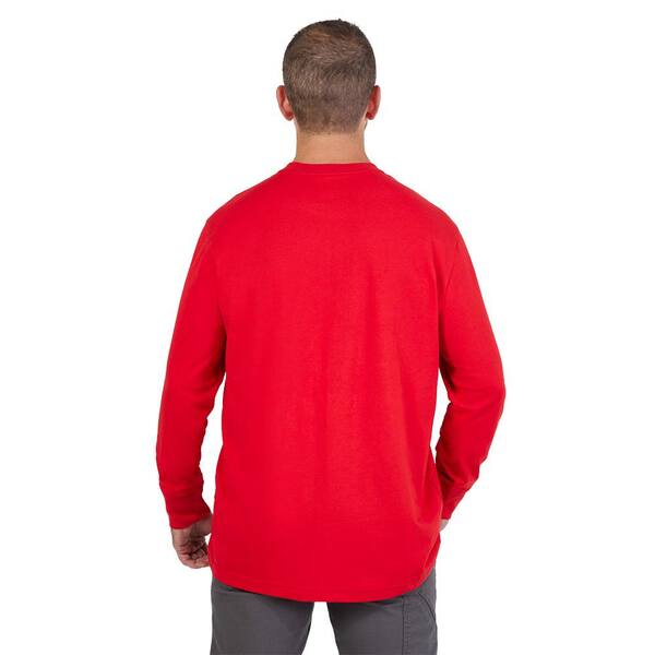 Milwaukee Men's Medium Red Heavy-Duty Long-Sleeve T-Shirt 608R-M