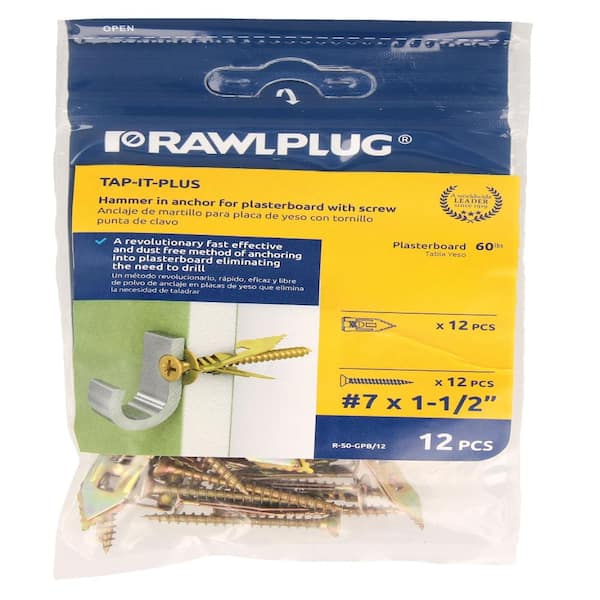DRYWALL TAP-IT ANCHOR with screw #7 x 1-9/16" (12-Pack)