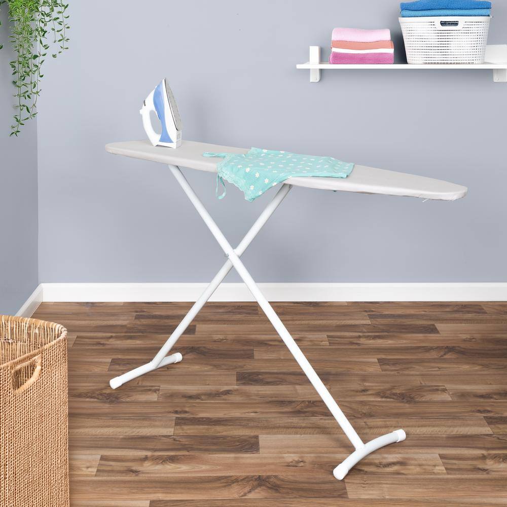 T-Leg Ironing Board, Adjustable Height, Heat-Resistant Cover, 52.7 in L x 1