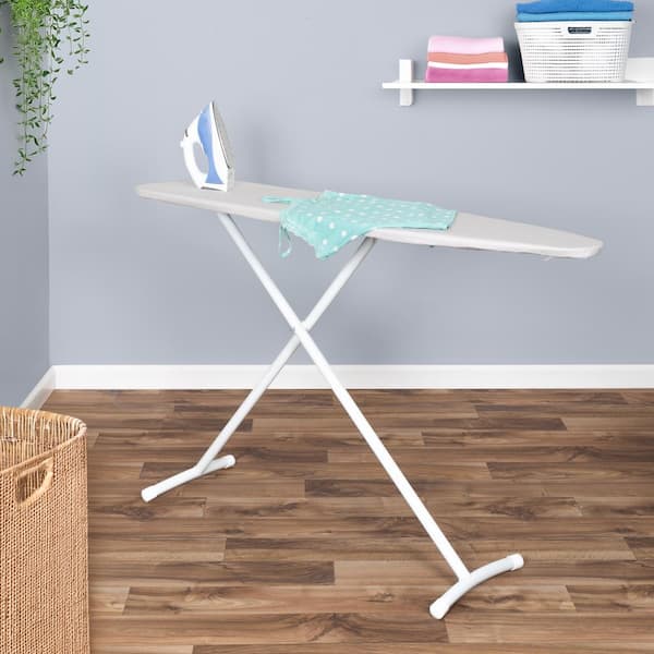 Honey-Can-Do T-Leg Ironing Board, Adjustable Height, Heat-Resistant Cover, 52.7 in L x 13.2 in W