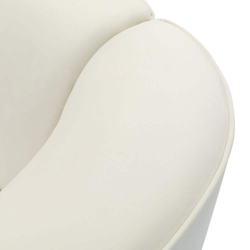 Beige Velvet Upholstered Curved 2-Seater Sectional Sofa
