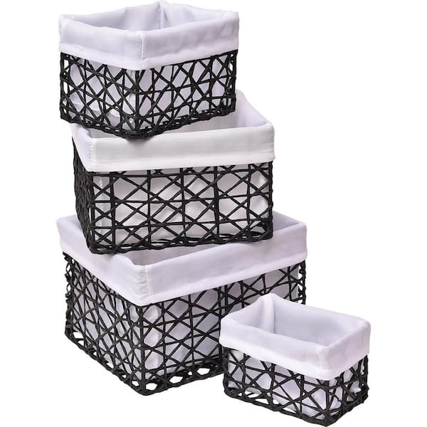 EVIDECO French home goods 8 in. D x 6 in. H x 7 in. W Black/White Paper Cube Storage Bin