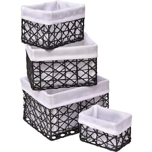 8 in. D x 6 in. H x 7 in. W Black/White Paper Cube Storage Bin