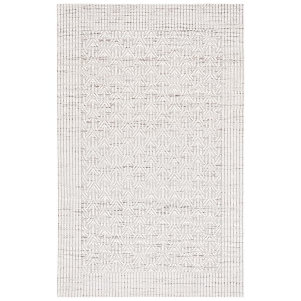 SAFAVIEH Marbella Ivory Beige Doormat 3 ft. x 5 ft. Border Striped Area Rug
