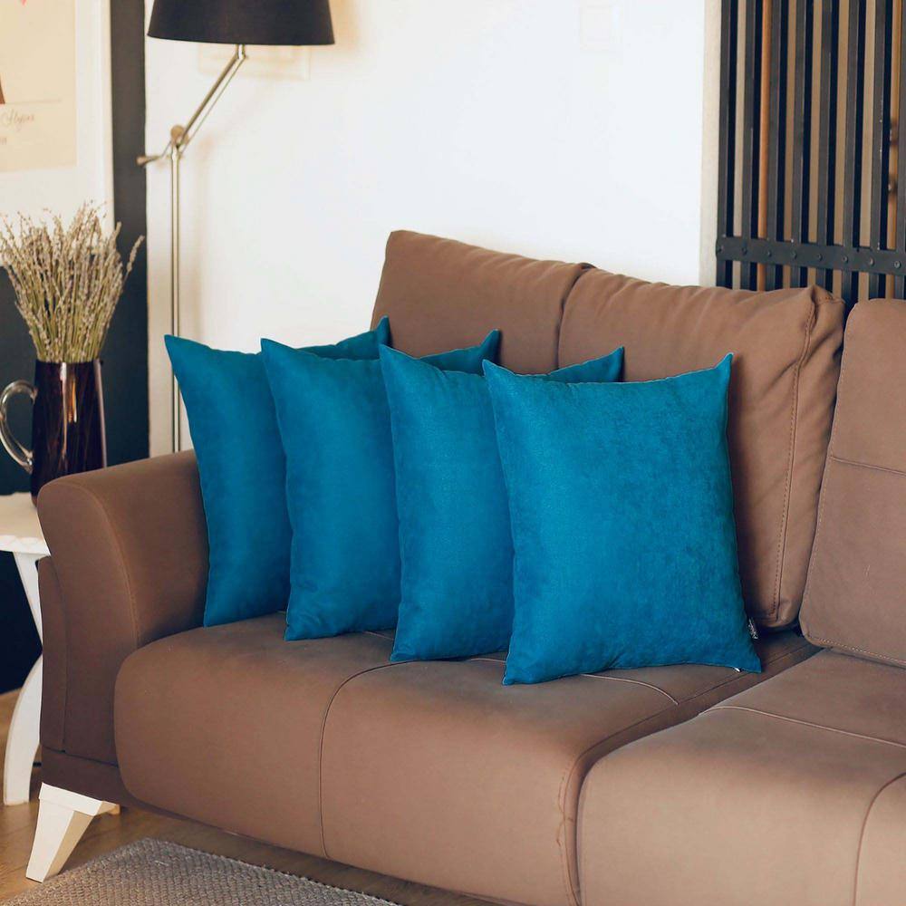 Tahitian Tide Blue Polyester Square Pillow Covers Set of 4