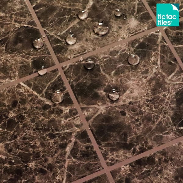 Thicker Marmo Marte Decorative Square Wall Tile Backsplash 12 in. x 12 in. PVC Peel and Stick Tile (10 sq. ft./pack)