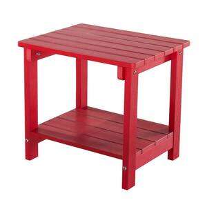Key West Red Wood Outdoor Patio Rectangular Side Table (1-Piece)