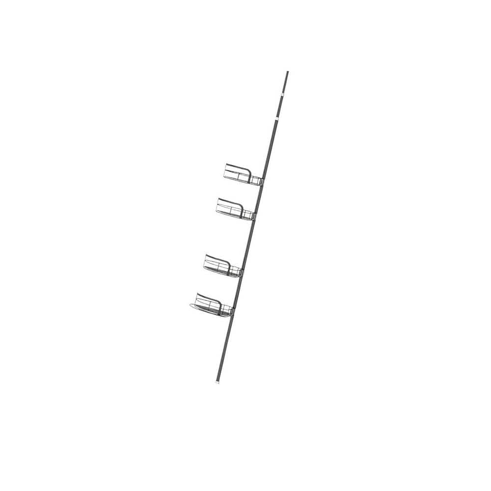 Freestanding Corner Shower Caddy in Black with 4 Height Adjustable Shelves,