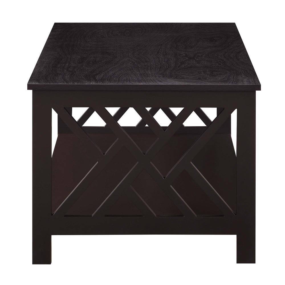 Espresso Titan Rectangular Coffee Table with Geometric Shelf