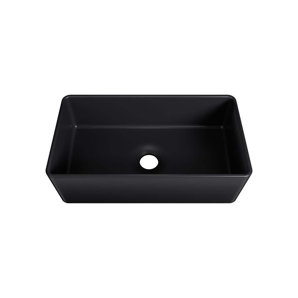 Matte Black Fireclay Farmhouse Single Bowl Kitchen Sink