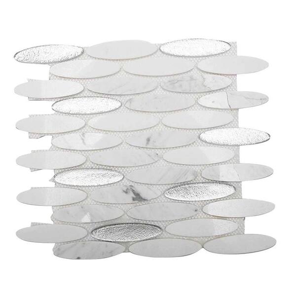 Ivy Hill Tile Orbit Ice Water Ovals 3 in. x .31 in. Mosaic Floor and Wall Tile Sample