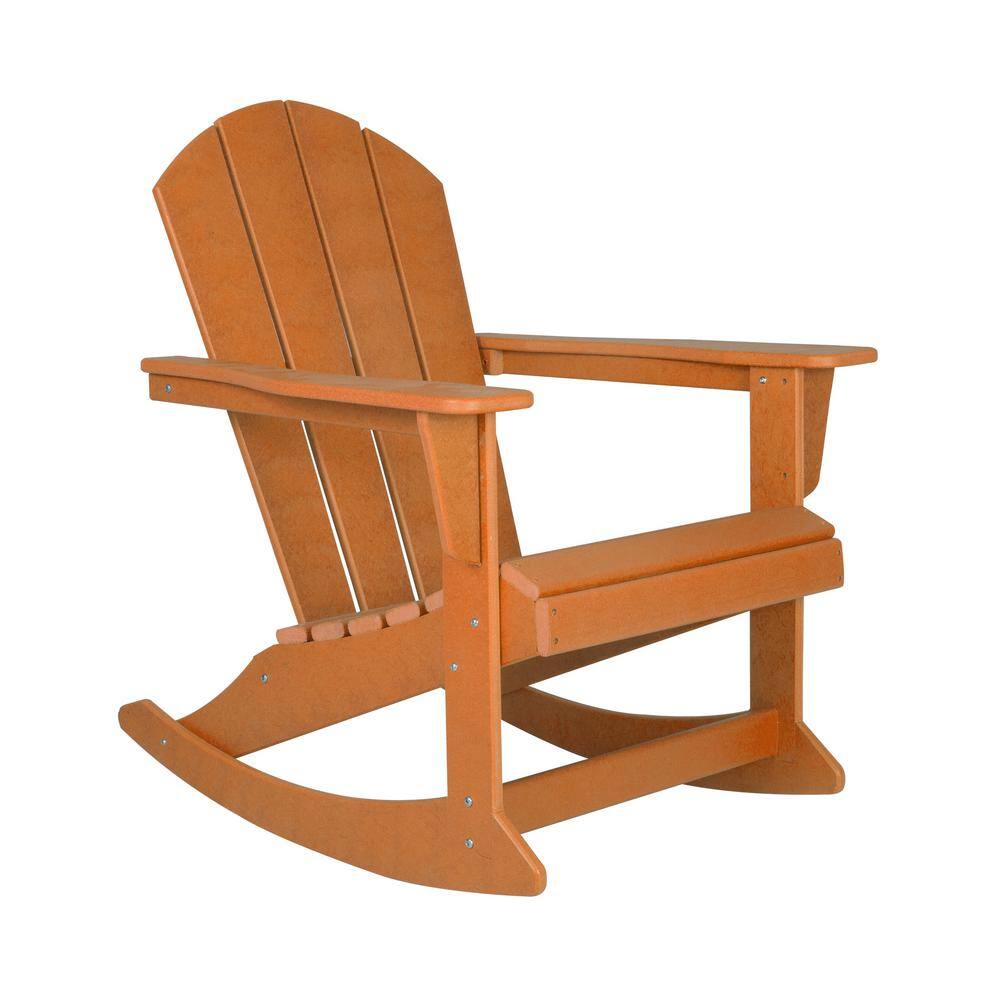 Classic Porch Outdoor Patio Rocking Adirondack Chair - Orange 