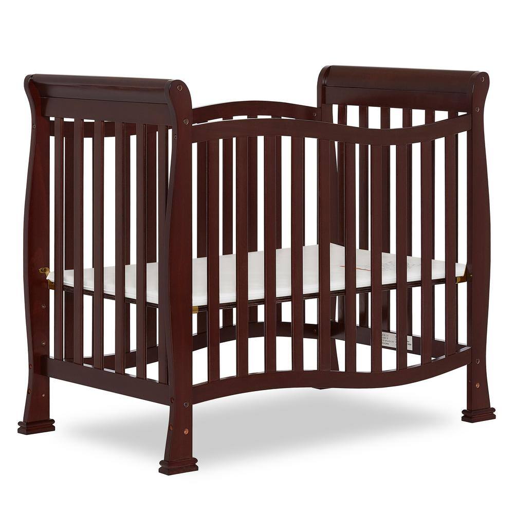 Espresso Pine 4-in-1 Convertible Mini Crib with Adjustable Mattress