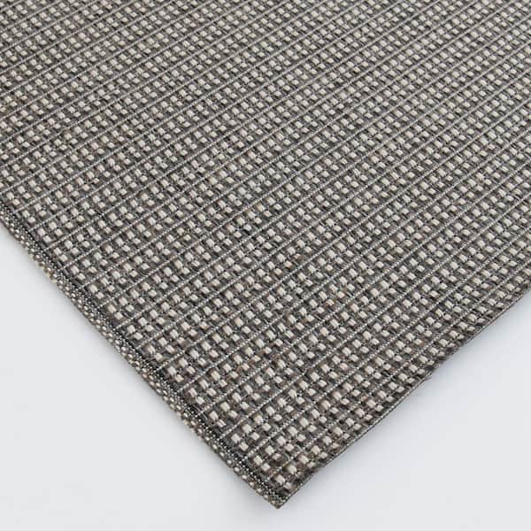 Basketweave Gray/Beige - 12 ft. Wide x Cut to Length - 16 oz. Polypropylene Patterned Indoor/Outdoor Carpet