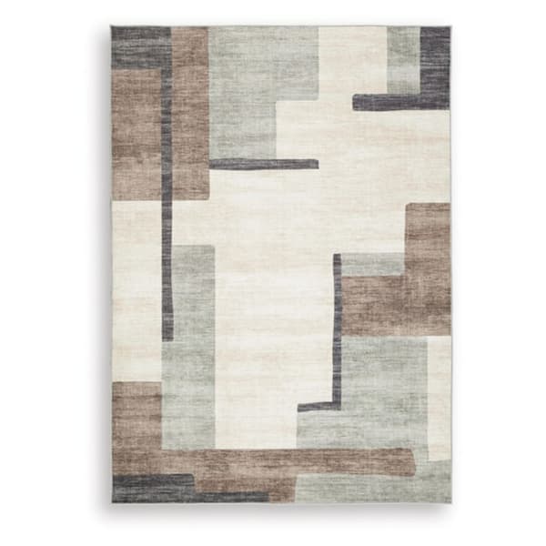 Larkport 5 ft. x  7 ft. Beige/Brown Abstract Washable Area Rug