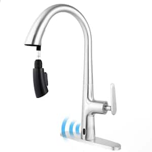Single-Handles Touchless Pull Down Sprayer Kitchen Faucet Motion Sensor Kitchen Sink Faucet in Brushed Nickle
