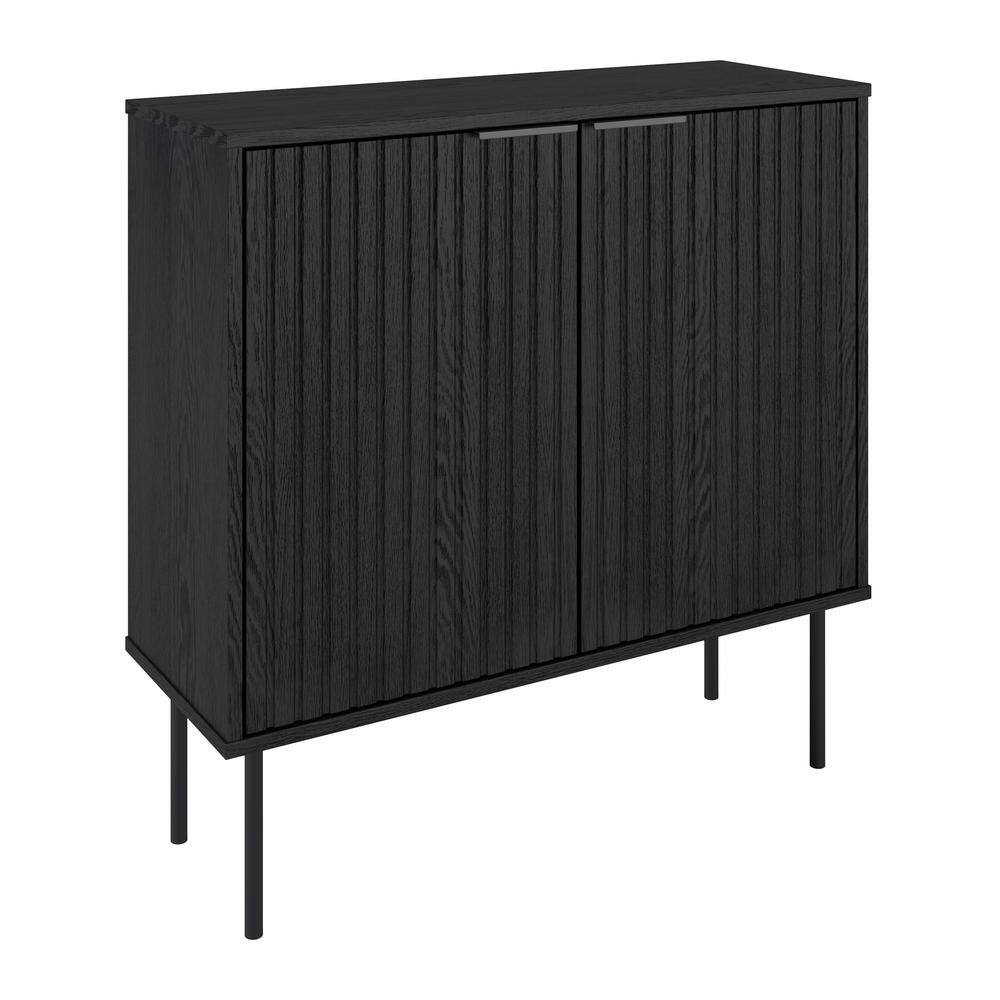 Lysander Black MDF Fluted Door Storage Bar Cabinet