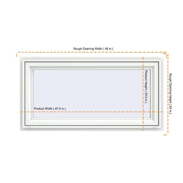 JELD-WEN - 47.5 in. x 23.5 in. V-4500 Series White Vinyl Insulated Awning Window with Fiberglass Mesh Screen