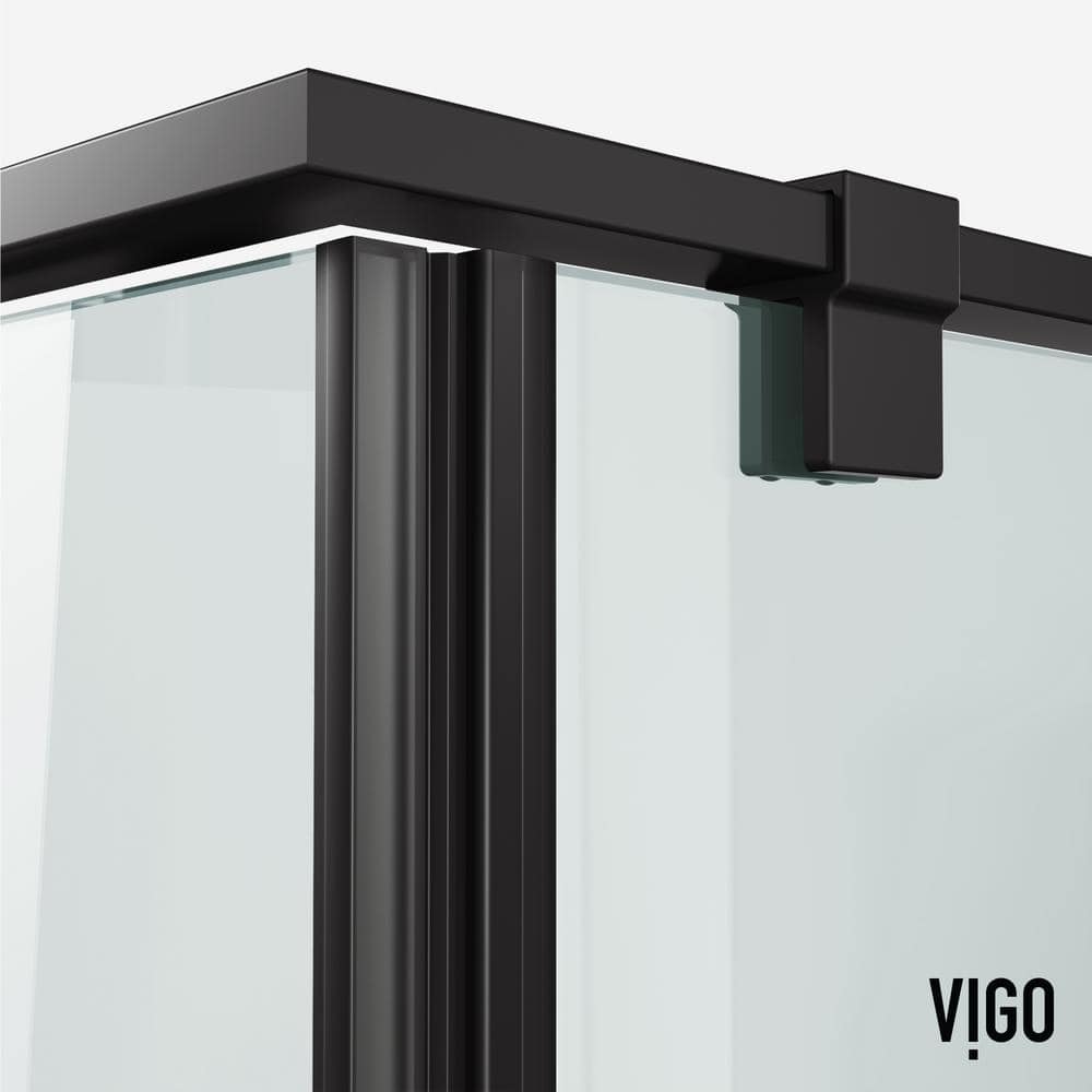 Meridian 34" Matte Black Framed Hinged Shower Enclosure