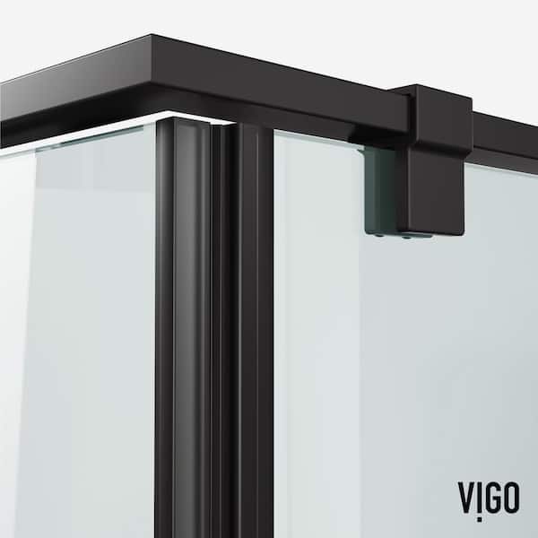 VIGO Meridian 34 in. L x 34 in. W x 76 in. H Framed Pivot Corner