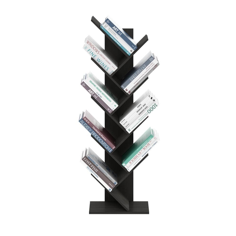 Espresso 9-Tier Lightweight Tree Bookshelf for Versatile Use