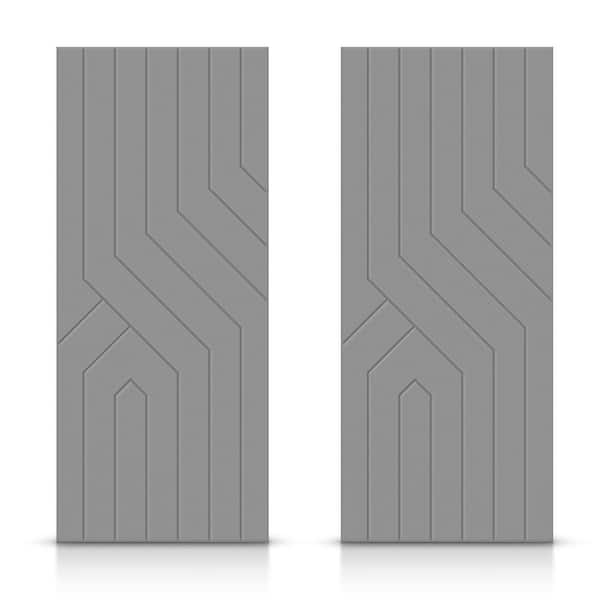 CALHOME 60 in. x 96 in. Hollow Core Light Gray Painted Composite MDF Interior Double Closet Sliding Doors