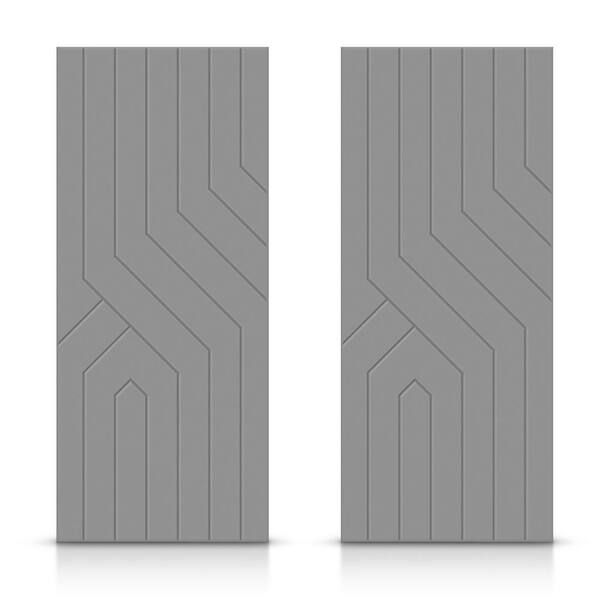 CALHOME 72 in. x 96 in. Hollow Core Light Gray Painted Composite MDF Interior Double Closet Sliding Doors