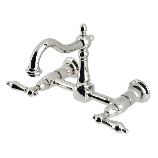 Heritage 2-Handle Wall-Mount Standard Kitchen Faucet in Polished Nickel